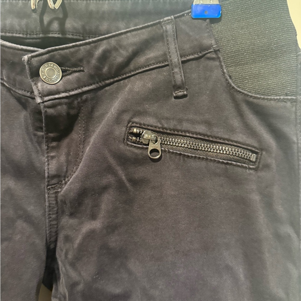 Gap Black Stretch Moto Maternity Pants with Zipper Pockets